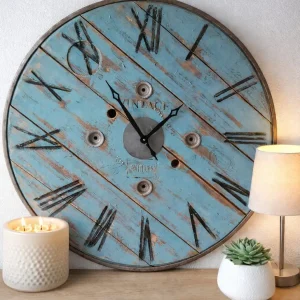 horloge-bois-touret-style shabby-lou-mind-creations