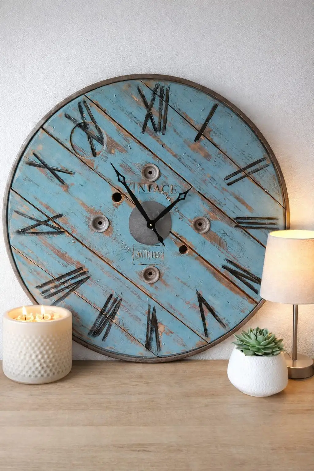 horloge-bois-touret-style shabby-lou-mind-creations
