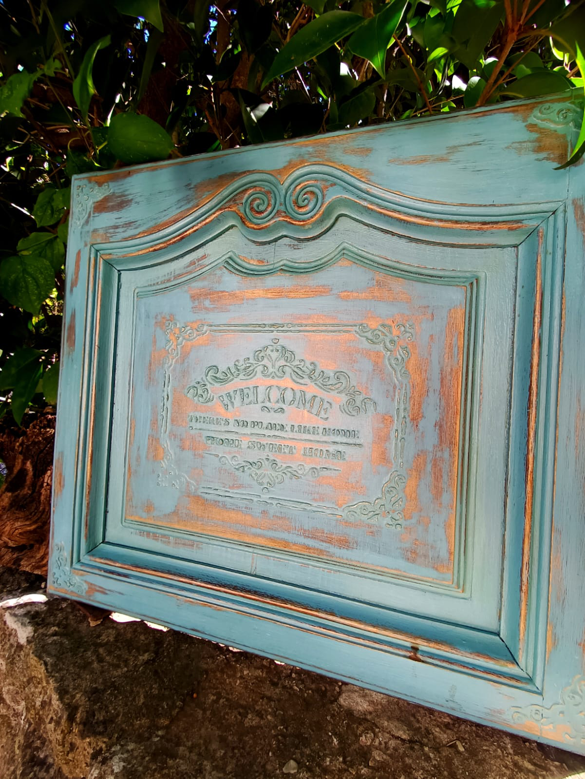 panneau-decoratif-welcome-bleu-canard-lou-mind-creations